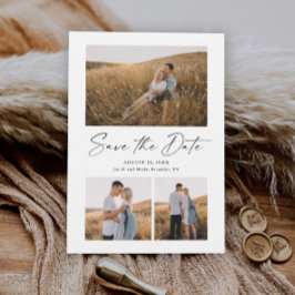 Modernes Script 3 Foto Hochzeit speichern das Datu Magneteinladung