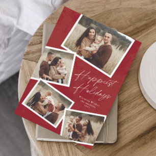 Modernes Script 4 Foto Collage Happiest Feiertagskarte