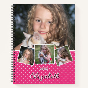 Modernes Script 4 Foto Collage Individuelle Name Notizbuch