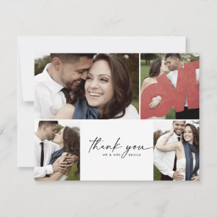 Modernes Script 4 Foto Collage Wedding Danke Ca