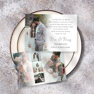 Modernes Script 6 Fotos Hochzeit Dankeskarte