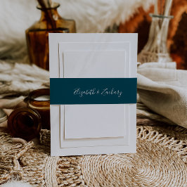 Modernes Script Aquamarin Blue Wedding Einladungsbanderole