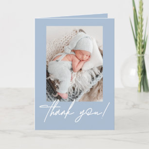 Modernes Script Baby Boy Foto Blue Ankündigung