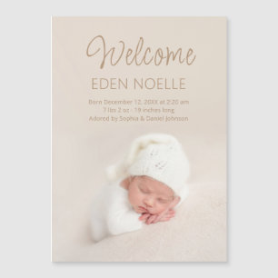 Modernes Script Baby Foto Birth Announcement Magne Magnetkarte