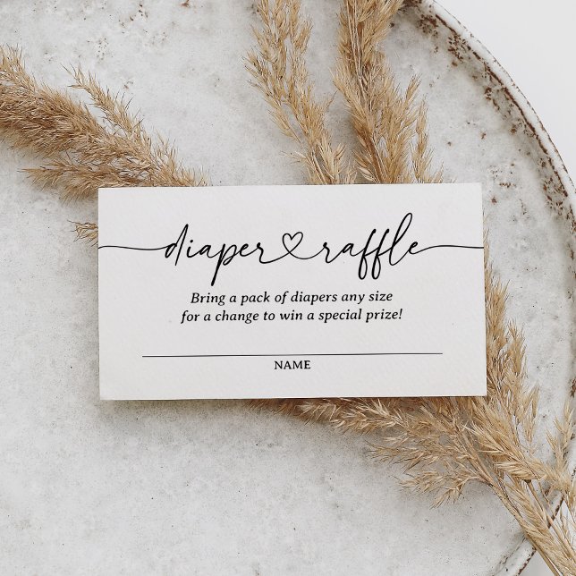 Modernes Script Baby Shooter-Windeln-Raffle-Ticket Begleitkarte (Von Creator hochgeladen)