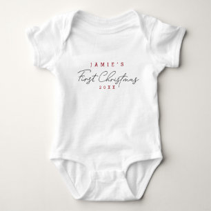 Modernes Script Baby's First Christmas Personalisi Baby Strampler