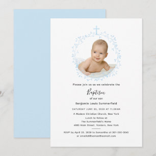 Modernes Script Baptisse Baby Foto Einladung