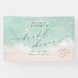 Modernes Script Beach Herz Brautparty Willkommen Banner