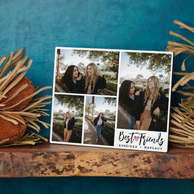 Modernes Script Bestfriends Vier Foto Collage Gesc Fotoplatte (Seite)