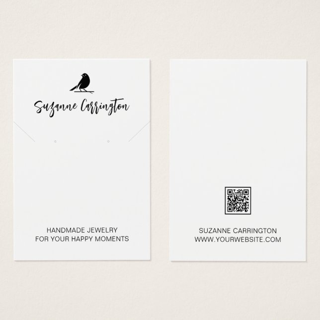 Modernes Script Bird Logo. Schmuckkarte (Vorne & Hinten)