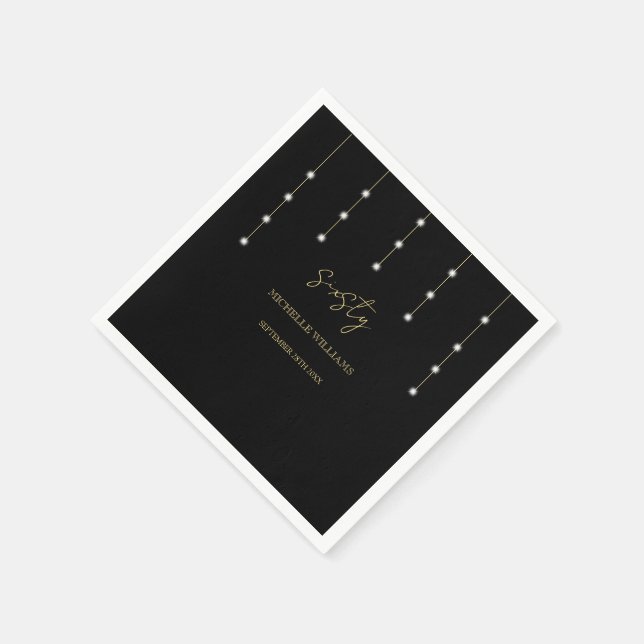 Modernes Script Black and Gold Party Serviette (Ecke)