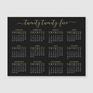 Modernes Script Black Gold 2023 Calendar Magnet