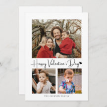 Modernes Script Black Heart Valentine's Card Foto