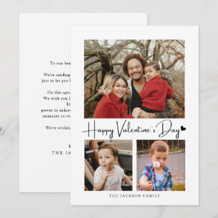 Modernes Script Black Heart Valentine's Card Foto Einladung