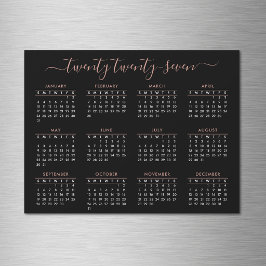 Modernes Script Black Rose Gold 2025 Kalender Magnetkarte