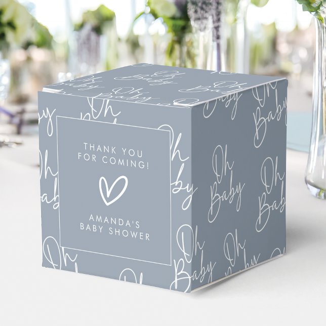 Modernes Script Blue Oh Baby Simple Baby Dusche Geschenkschachtel (Von Creator hochgeladen)