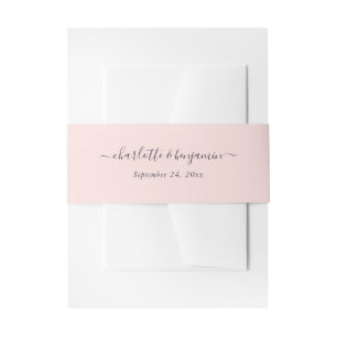 Modernes Script Blush Pink Navy Blue Wedding Einladungsbanderole