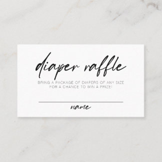 Modernes Script Boho Minimal Diaper Raffle Platzkarte