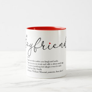 Modernes Script Boyfriend Definition Liebe Herz Zweifarbige Tasse