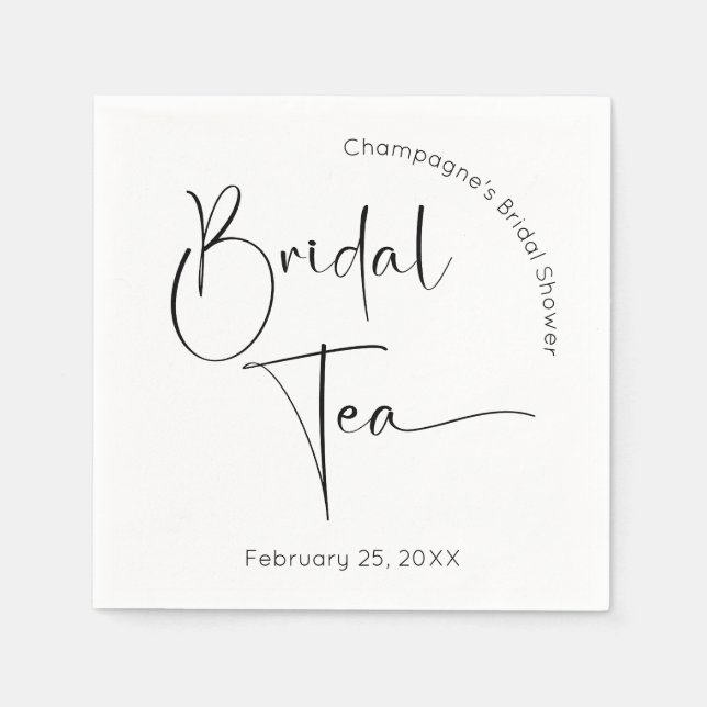 Modernes Script Brautparty Bridal Tea Serviette (Vorderseite)