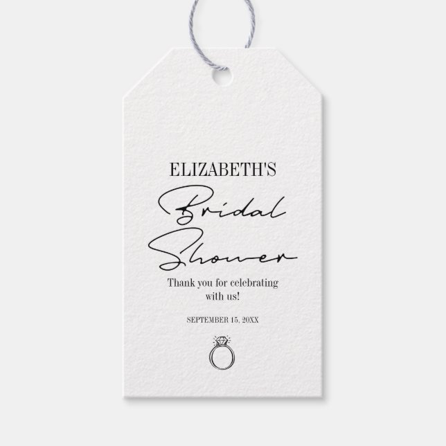 Modernes Script-Brautparty Geschenkanhänger (Vorderseite)