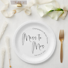 Modernes Script Brautparty Miss zu Mrs. Pappteller