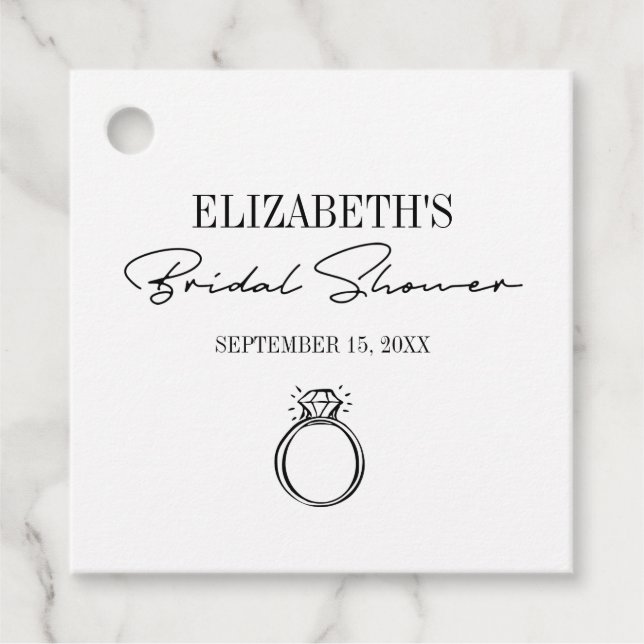 Modernes Script-Brautparty mit Ring Geschenkanhänger (Vorderseite)
