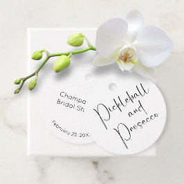 Modernes Script Brautparty Pickleball & Prosecco Geschenkanhänger