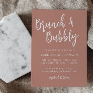 Modernes Script Brunch Bubbly Dusche Terracotta Einladung
