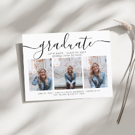 Modernes Script Calligraphy Abschluss 3 Foto Einladungspostkarte