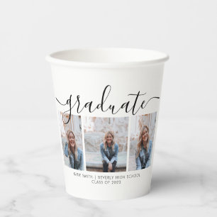 Modernes Script Calligraphy Abschluss 3 Foto Pappbecher