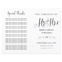 Modernes Script Calligraphy Mr & Mrs. Wedding Prog