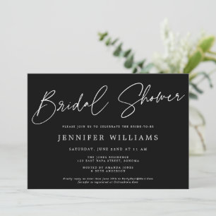 Modernes Script Chic Black + White Brautparty Einladung