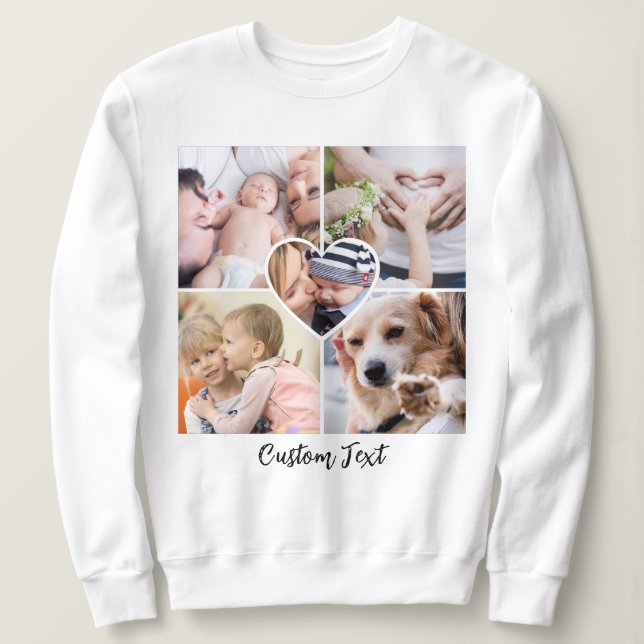 Modernes Script-Collage Herz mit benutzerdefiniert Sweatshirt (Design vorne)
