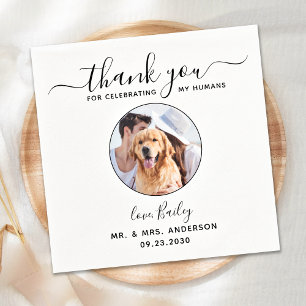 Modernes Script Custom Foto Danke Pet Wedding Serviette