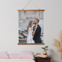 Modernes Script Custom Wedding Foto Keepake Hangin