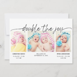 Modernes Script Double The Joys 4 Fotos Ankündigung