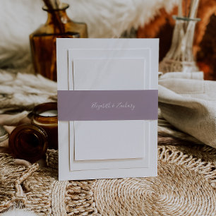 Modernes Script Dusty Lavender Wedding Einladungsbanderole