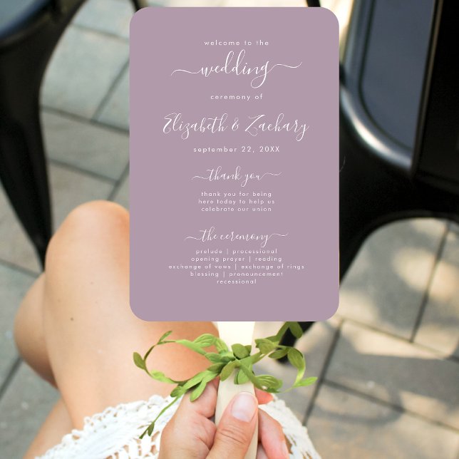 Modernes Script-Dusty Lavender Wedding Programm Fächer (Von Creator hochgeladen)