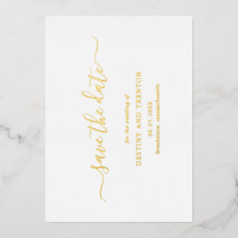 Modernes Script Einfache Hochzeit Save the Date Folieneinladung