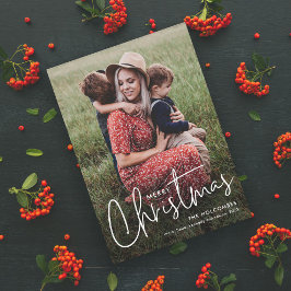 Modernes Script Einfache Weihnachtskarte für Fotos Magnetkarte