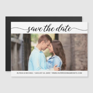 Modernes Script Einfaches Foto Save the Date Hochz Magneteinladung