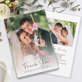 Modernes Script Elegante Wedding Foto 2 Seiten Dankeskarte
