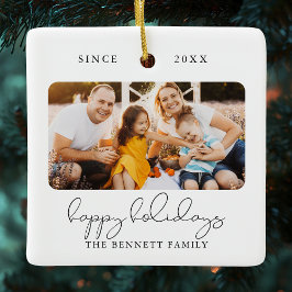 Modernes Script Elegantes Happy Holidays Foto Keramikornament