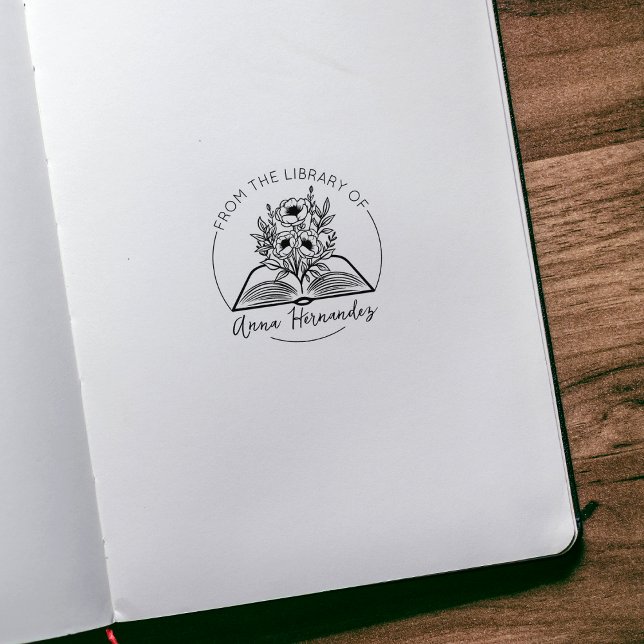 Modernes Script-Exlibris, Botanisches Buch  Gummistempel (Von Creator hochgeladen)