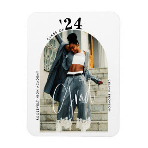 Modernes Script Foto 2024 Minimalistischer Abschlu Magnet