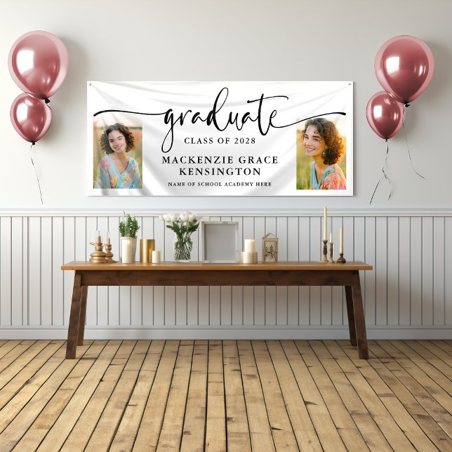 Modernes Script-Foto-Abschluss Banner (Modern Script Photo Graduation Banner)