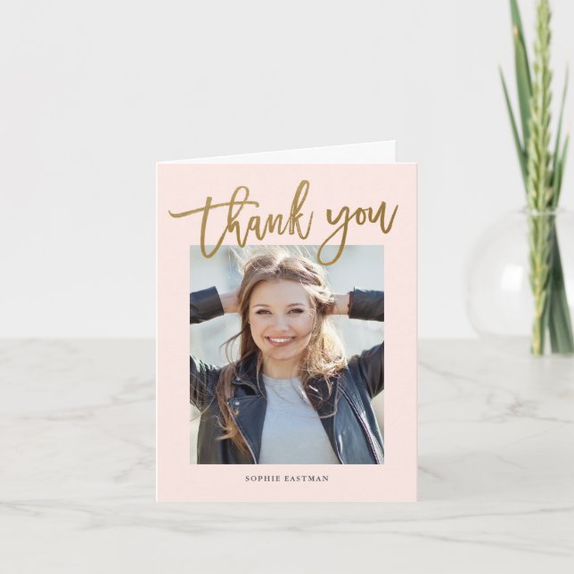 Modernes Script-Foto Abschluss Dankeskarte (Vorderseite)