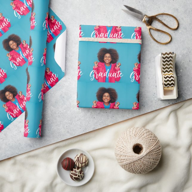 Modernes Script-Foto-Abschluss Geschenkpapier (Kunsthandwerk)