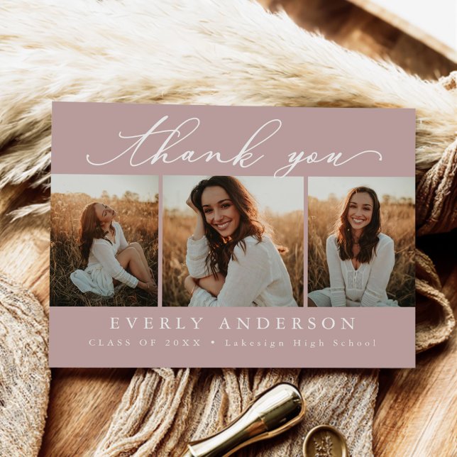 Modernes Script Foto Abschluss Vielen Dank Postkarte (Von Creator hochgeladen)